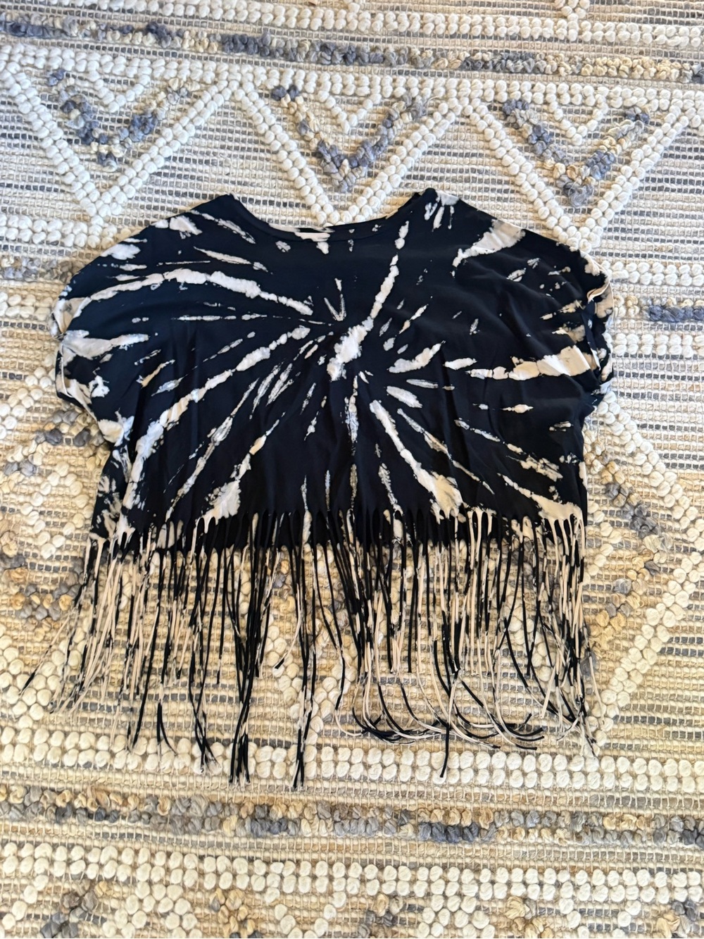 Mustard Seed Tie-Dye Fringe Cropped Tee